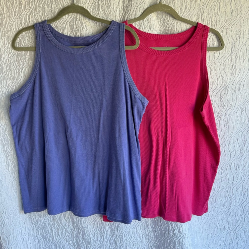 Terra & Sky Boxy Sleeveless Tank Tops Blue Pink